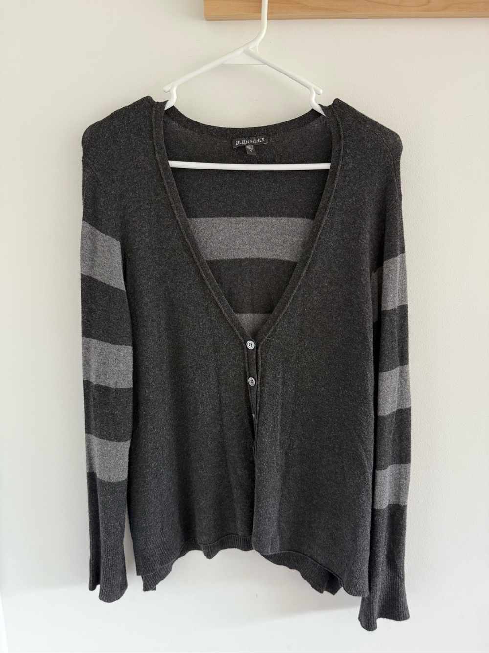 Eileen Fisher V-neck cardigan Black and Gray Size Small